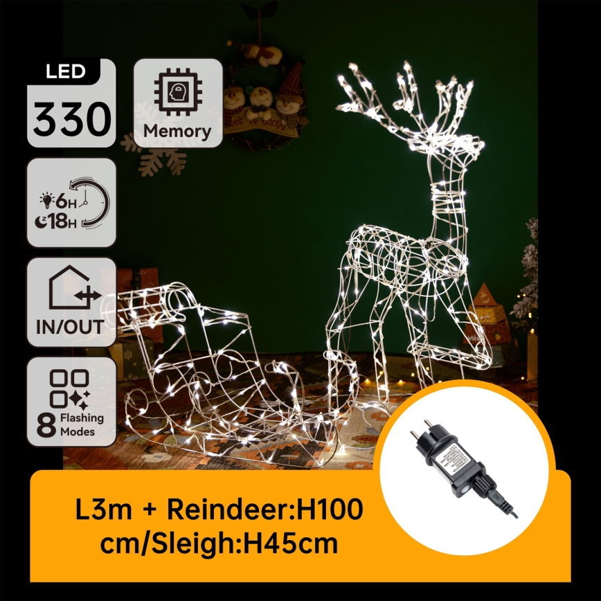 BRILAGI - LED lauko kalėdinė dekoracija LED/3,6W/8 funkcijų 100 cm IP44 šiaurės elnias su rogėmis šiltai balta