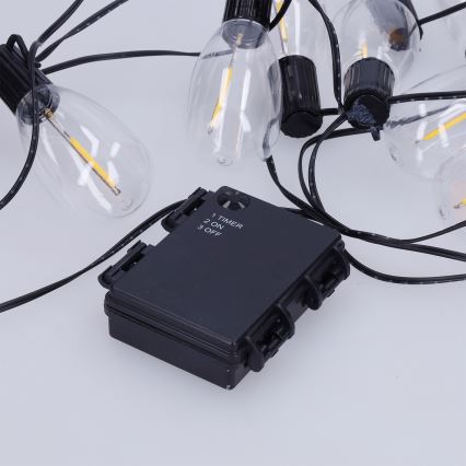 Brilagi - LED Lauko kalėdinė girlianda 10xLED/3xAA 3,2m IP44 šiltai balta