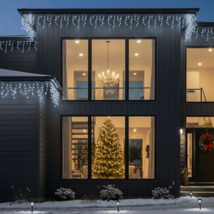 Brilagi - LED lauko kalėdinė girlianda 200xLED/8 funkcijų 13m IP44 šaltai balta varvekliai