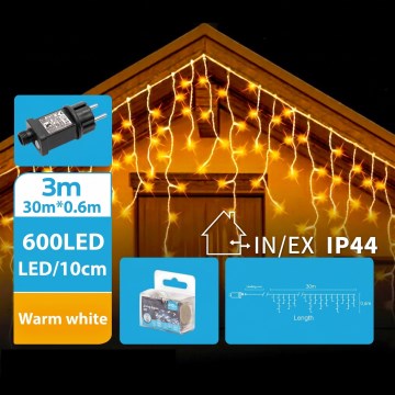 BRILAGI - LED Lauko kalėdinė girlianda 600xLED/6W/8 funkcijų 33m IP44 šiltai balta