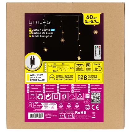 BRILAGI - LED Lauko kalėdinė girlianda 60xLED/6W/6x0,7m IP44 šiltai balta