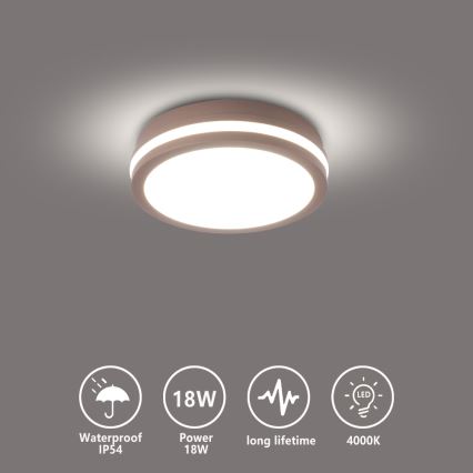 Brilagi - LED lauko lubinis šviestuvas BENE LED/18W/230V skersmuo 21,5 cm rudas IP54