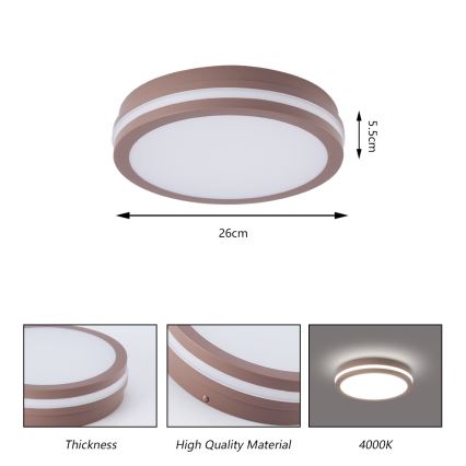 Brilagi - LED lauko lubinis šviestuvas BENE LED/24W/230V Ø 26 cm rudas IP54