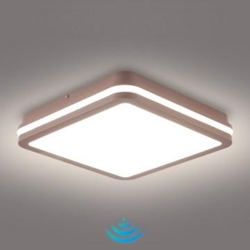 Brilagi - LED lauko lubinis šviestuvas su judesio jutikliu BENE LED/24W/230V 26x26 cm rudas IP54