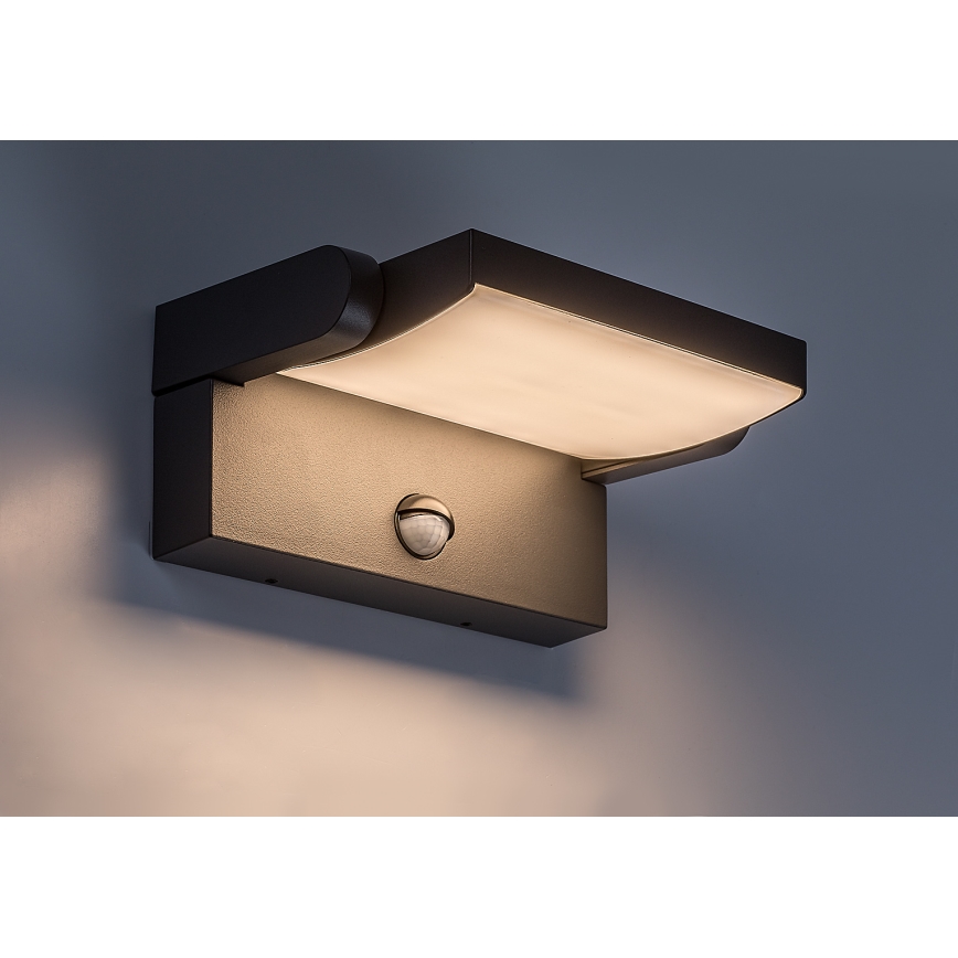 BRILAGI - LED lauko sieninis šviestuvas su judesio ir sutemų jutikliu ANKLE LED/12W/230V IP65 juoda