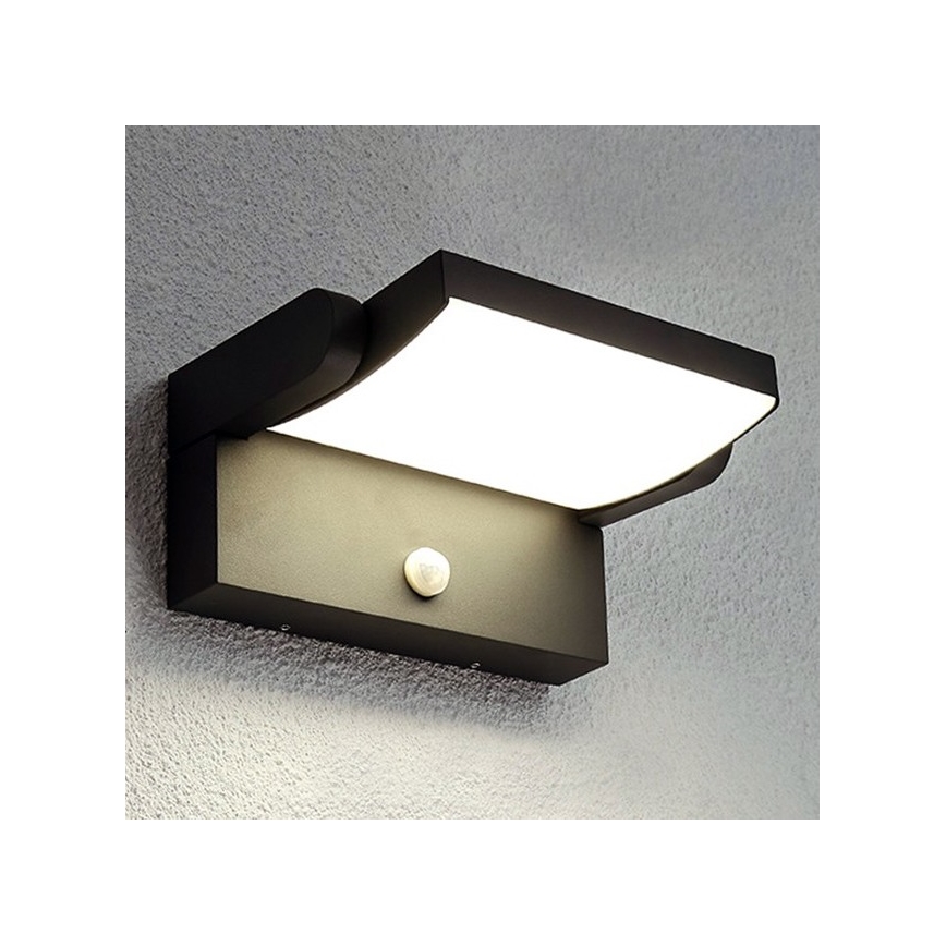 BRILAGI - LED lauko sieninis šviestuvas su judesio ir sutemų jutikliu ANKLE LED/12W/230V IP65 juoda