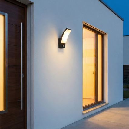 BRILAGI - LED lauko sieninis šviestuvas su judesio ir sutemų jutikliu ARCELO LED/12W/230V IP65 juoda