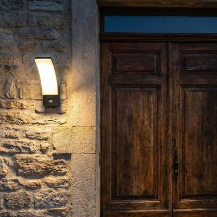 BRILAGI - LED lauko sieninis šviestuvas su judesio ir sutemų jutikliu ARCELO LED/12W/230V IP65 juoda
