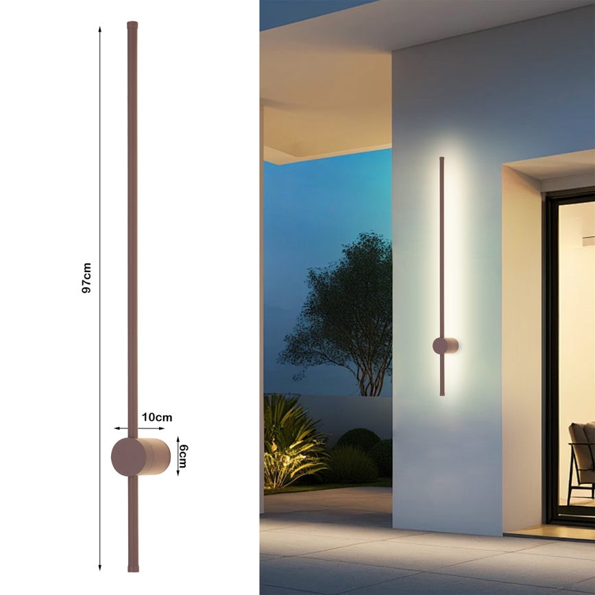 Brilagi - LED lauko sieninis šviestuvas AURA LED/20W/230V 3000K IP54 97 cm rudas CRI 90