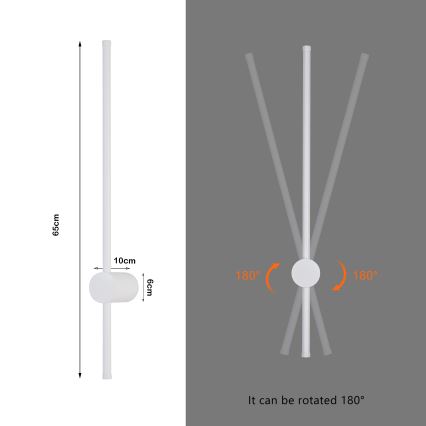Brilagi - LED lauko sieninis šviestuvas AURA LED/12W/230V 3000K IP54 65 cm baltas CRI 90