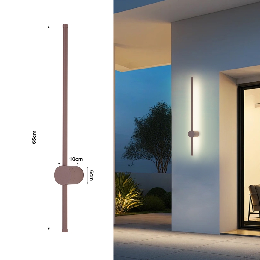 Brilagi - LED lauko sieninis šviestuvas AURA LED/12W/230V 3000K IP54 65 cm rudas CRI 90