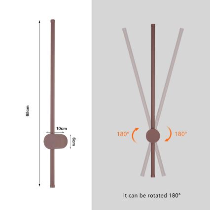 Brilagi - LED lauko sieninis šviestuvas AURA LED/12W/230V 3000K IP54 65 cm rudas CRI 90