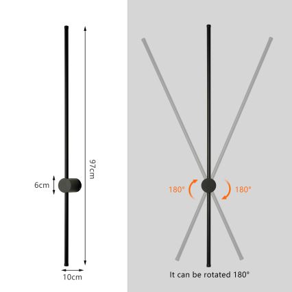 Brilagi - LED lauko sieninis šviestuvas AURA LED/20W/230V 3000K IP54 97 cm juodas