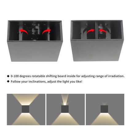 Brilagi - LED lauko sieninis šviestuvas DOUBLERAY LED/4W/230V antracitas IP65