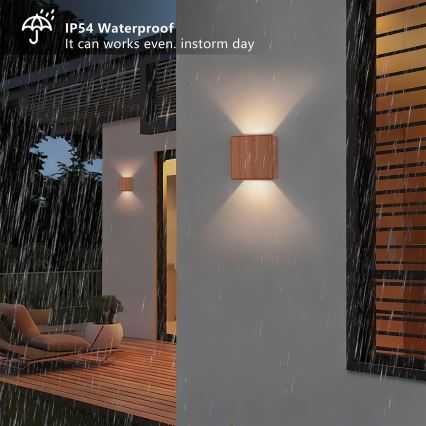 Brilagi - LED lauko sieninis šviestuvas DOUBLERAY LED/6W/230V, medžio dekoras, IP54