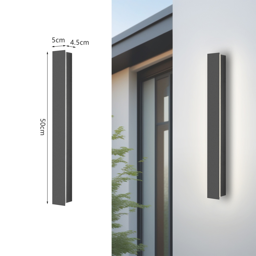 Brilagi - LED lauko sieninis šviestuvas LINEAR LED/12W/230V 4000K IP65 50 cm antracitas CRI 90