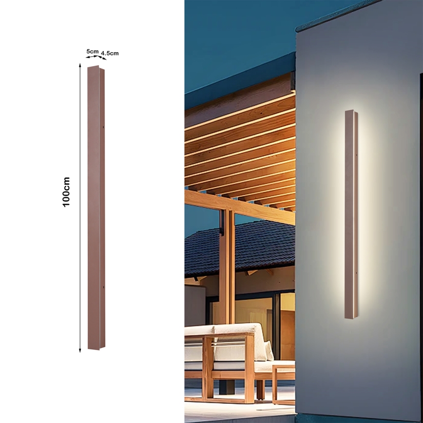 Brilagi - LED lauko sieninis šviestuvas LINEAR LED/22W/230V 3000K IP65 100 cm rudas CRI 90