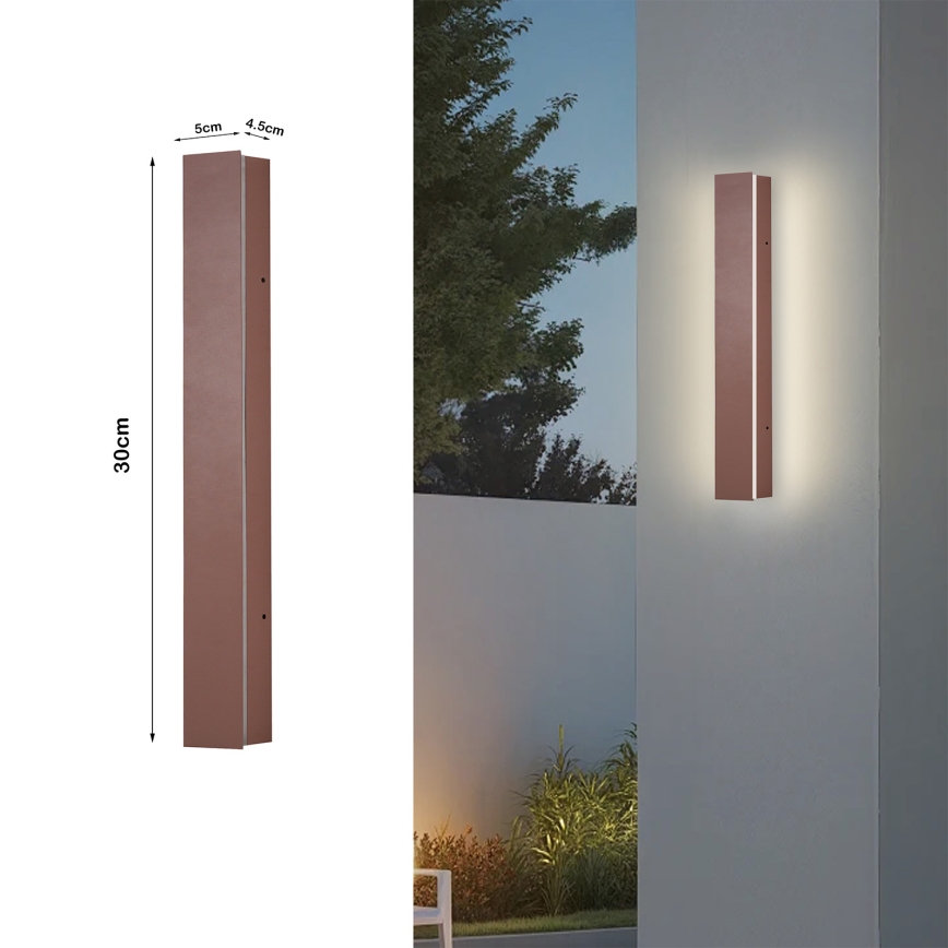 Brilagi - LED lauko sieninis šviestuvas LINEAR LED/8W/230V 3000K IP65 30 cm rudos spalvos CRI 90