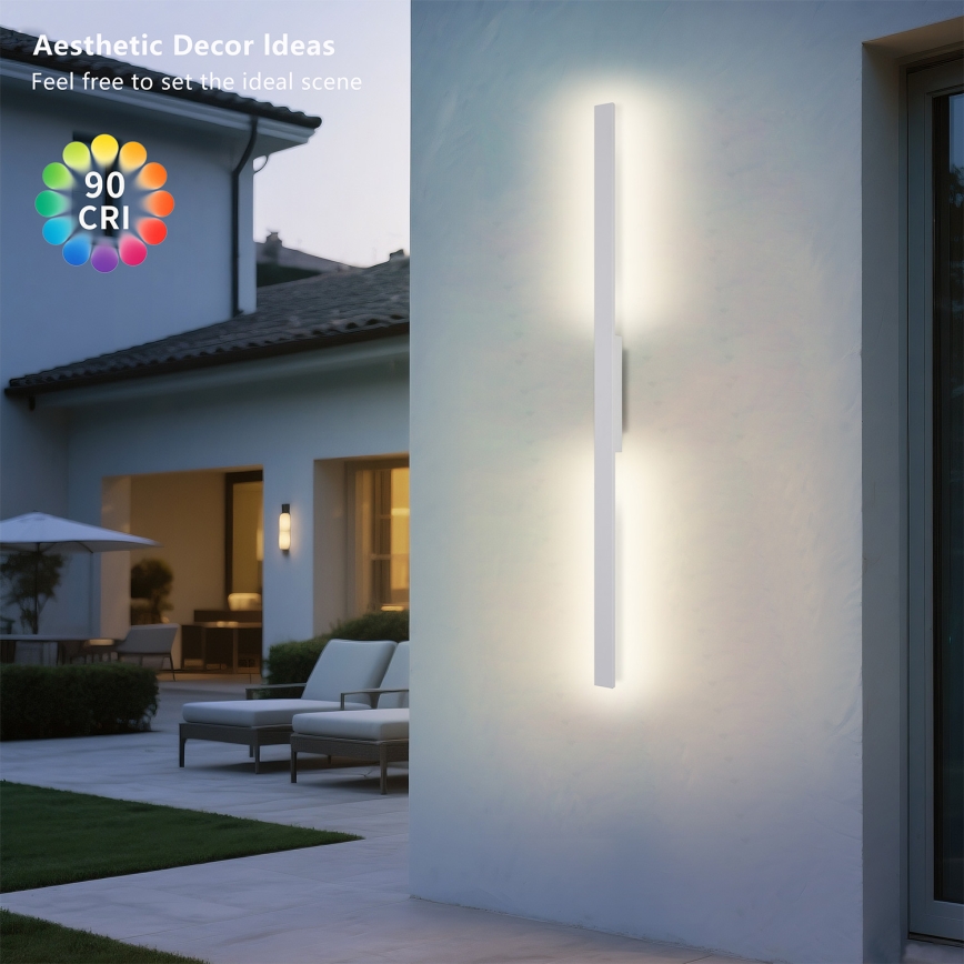 Brilagi - LED Lauko sieninis šviestuvas LUNA LED/24W/230V 3000K IP65 100 cm balta CRI 90