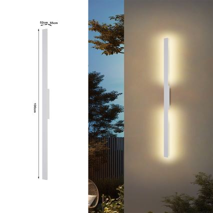 Brilagi - LED Lauko sieninis šviestuvas LUNA LED/24W/230V 3000K IP65 100 cm balta CRI 90