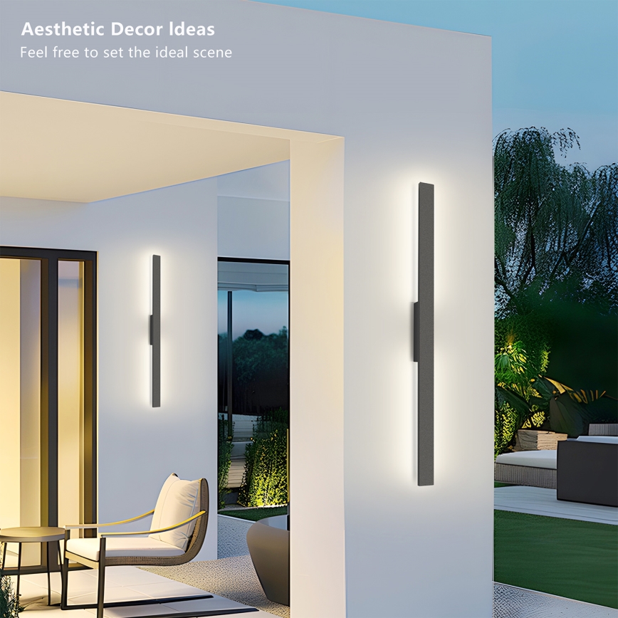 Brilagi - LED lauko sieninis šviestuvas LUNA LED/24W/230V 3000K IP65 100 cm antracitas CRI 90