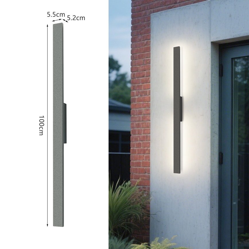 Brilagi - LED lauko sieninis šviestuvas LUNA LED/24W/230V 3000K IP65 100 cm antracitas CRI 90