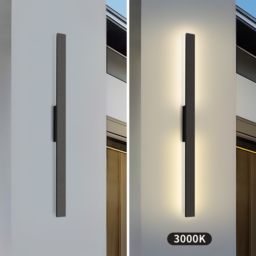Brilagi - LED lauko sieninis šviestuvas LUNA LED/24W/230V 3000K IP65 100 cm juodas CRI 90