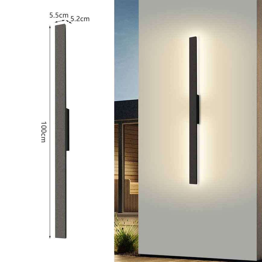 Brilagi - LED lauko sieninis šviestuvas LUNA LED/24W/230V 4000K IP65 100 cm juodas CRI 90