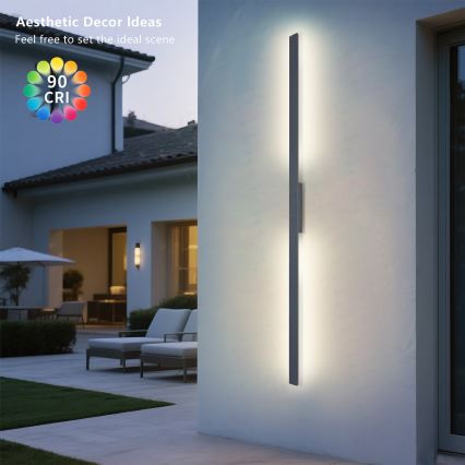 Brilagi - LUNA LED lauko sieninis šviestuvas, 30 W, 230 V, 3000 K, IP65, 150 cm, antracitas, CRI 90