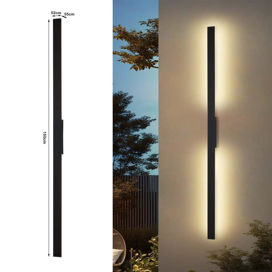 Brilagi - LED lauko sieninis šviestuvas LUNA LED/30W/230V 3000K IP65 150 cm juodas CRI 90