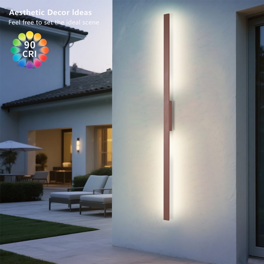 Brilagi - LUNA lauko LED sieninis šviestuvas, 30 W, 230 V, 3000 K, IP65, 150 cm, rudos spalvos, CRI 90