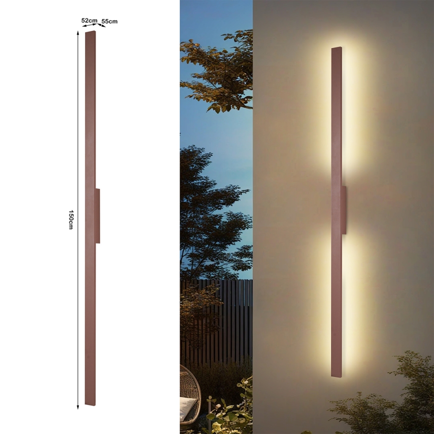 Brilagi - LUNA lauko LED sieninis šviestuvas, 30 W, 230 V, 3000 K, IP65, 150 cm, rudos spalvos, CRI 90