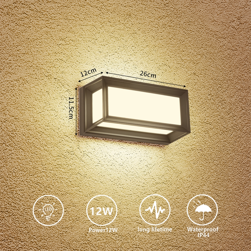 Brilagi - LED lauko sieninis šviestuvas PARKER LED/12W/230V 3000/4500/6000K antracitas IP44