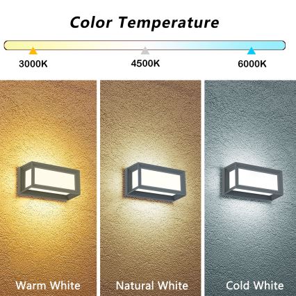 Brilagi - pilkas LED lauko sieninis šviestuvas PARKER LED/12W/230V 3000/4500/6000K IP44
