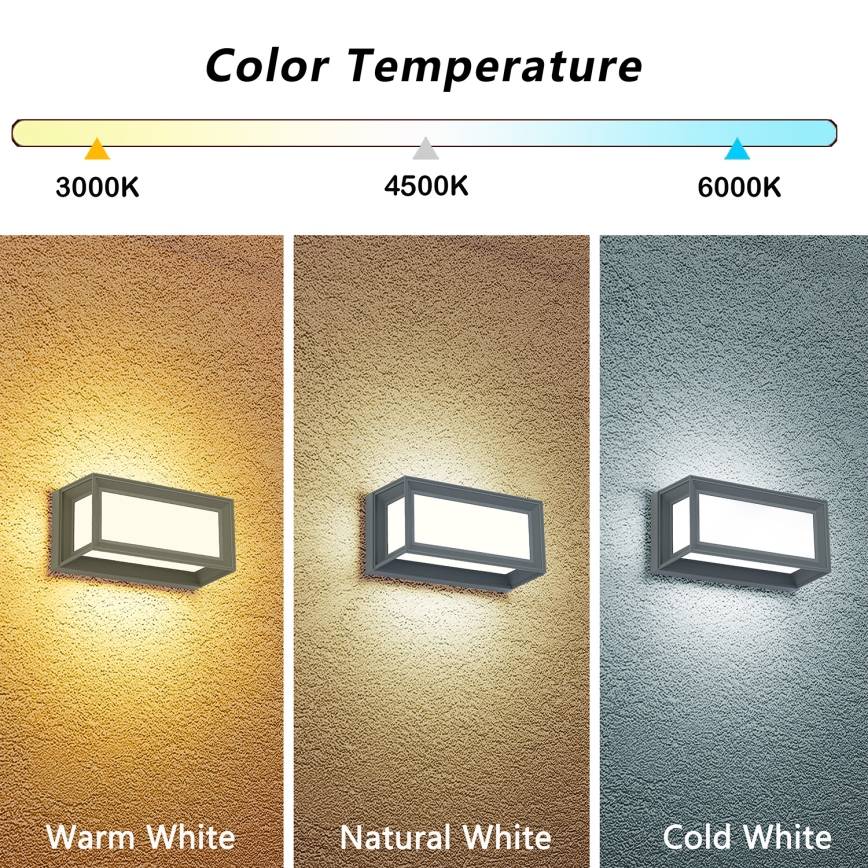Brilagi - pilkas LED lauko sieninis šviestuvas PARKER LED/12W/230V 3000/4500/6000K IP44