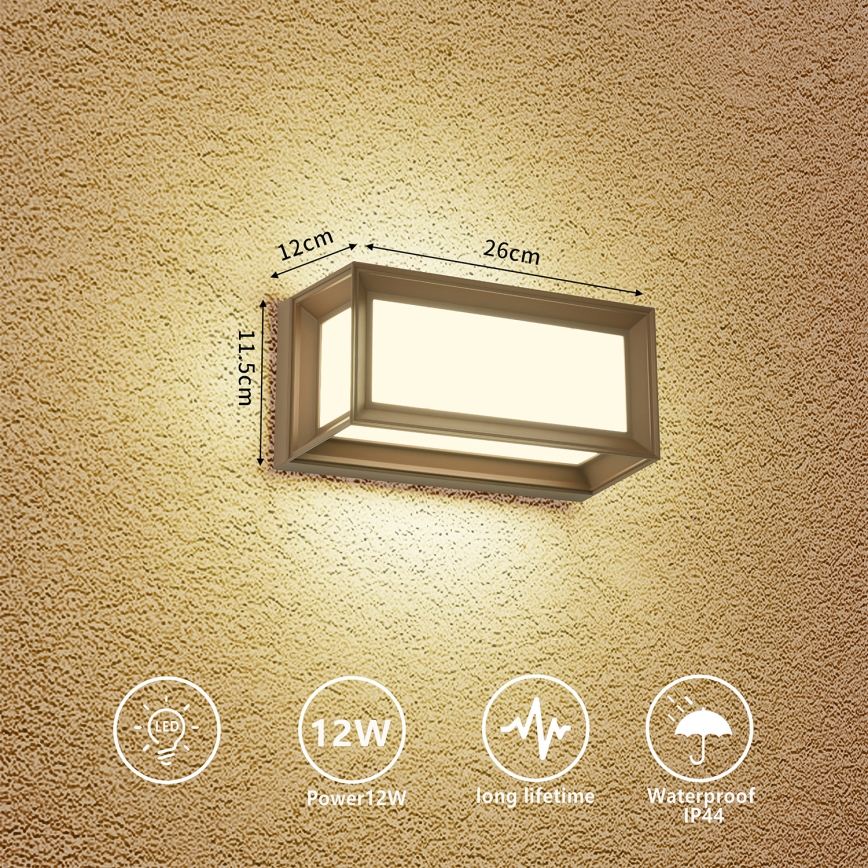 Brilagi - LED lauko sieninis šviestuvas PARKER LED/12W/230V 3000/4500/6000K rudas IP44