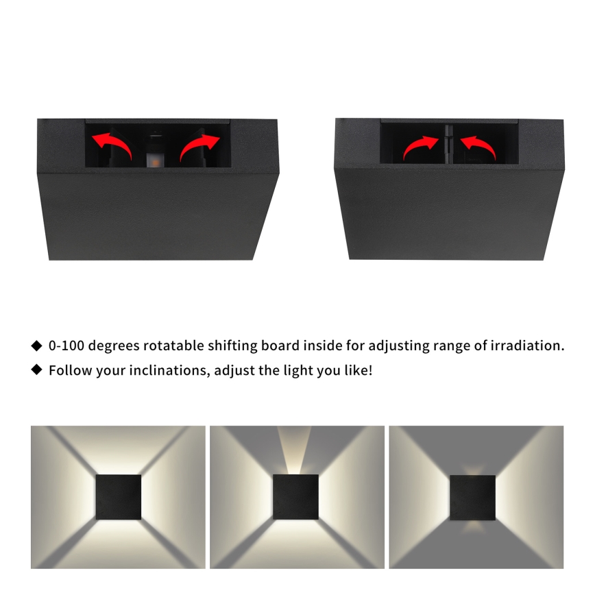 Brilagi - LED lauko sieninis šviestuvas QUADRAY LED/4W/230V juodas IP65