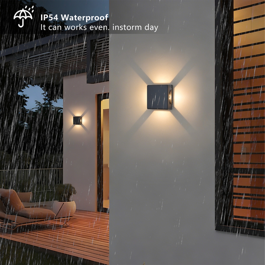 Brilagi - LED Lauko sieninis šviestuvas QUADRAY LED/6W/230V antracito spalvos IP54