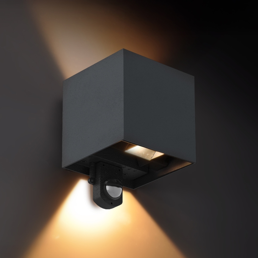 Brilagi - LED lauko sieninis šviestuvas su judesio jutikliu CUBE LED/6W/230V antracitas IP65