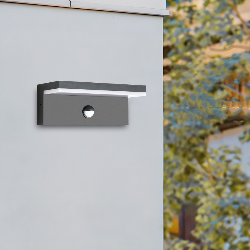 Brilagi - LED lauko sieninis šviestuvas su jutikliu TESSI LED/10W/230V antracitas IP54
