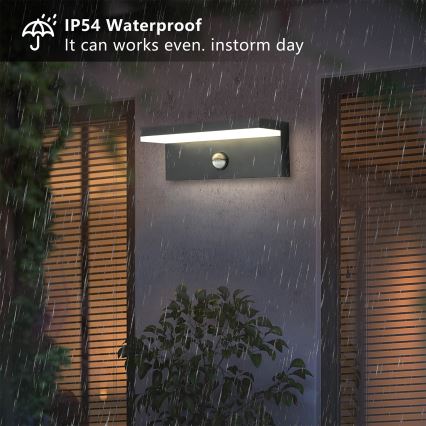 Brilagi - LED lauko sieninis šviestuvas su jutikliu TESSI LED/10W/230V antracitas IP54