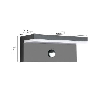 Brilagi - LED lauko sieninis šviestuvas su jutikliu TESSI LED/10W/230V antracitas IP54