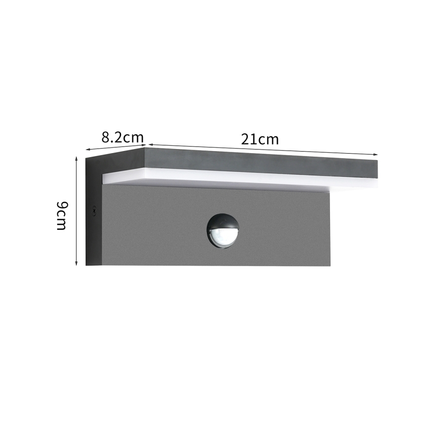 Brilagi - LED lauko sieninis šviestuvas su jutikliu TESSI LED/10W/230V antracitas IP54