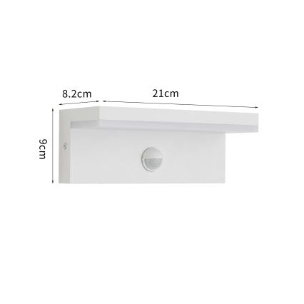 Brilagi - LED lauko sieninis šviestuvas su jutikliu TESSI LED/10W/230V baltas IP54