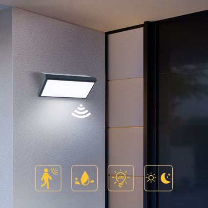 Brilagi - LED lauko sieninis šviestuvas su jutikliu TRIANGLE LED/20W/230V antracitas IP65