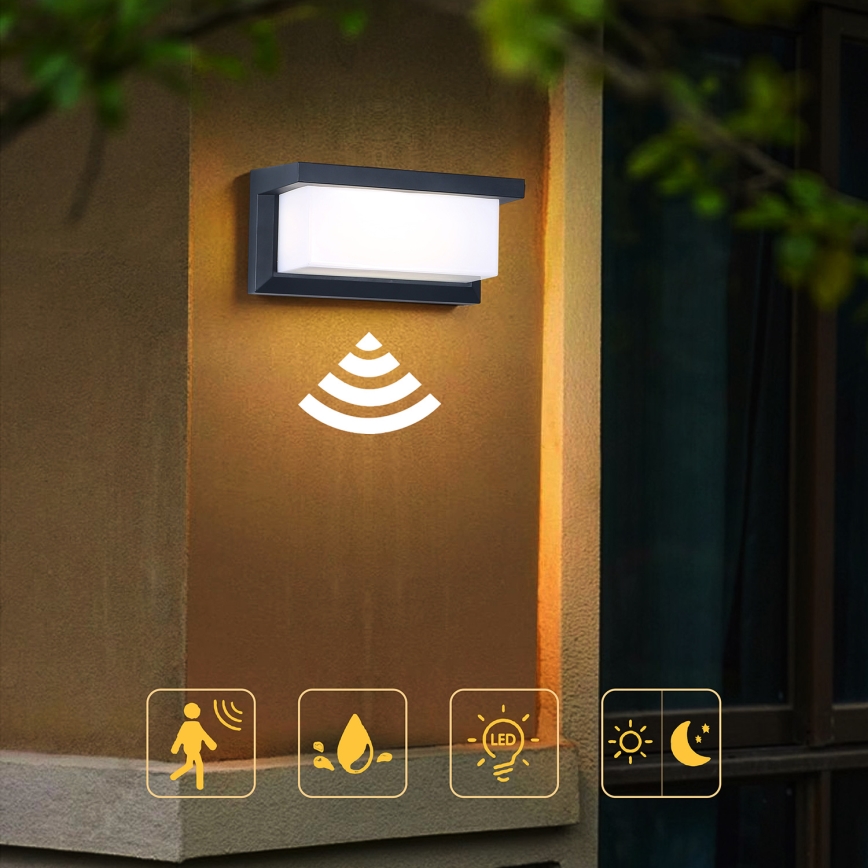 Brilagi - LED Lauko sieninis šviestuvas su jutikliu BRICKY LED/12W/230V antracitas IP54
