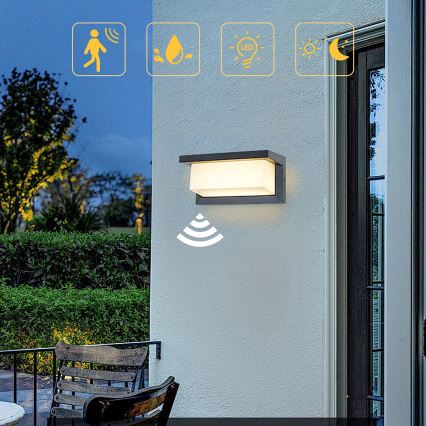 Brilagi - LED Lauko sieninis šviestuvas su jutikliu BRICKY LED/12W/230V antracitas IP54