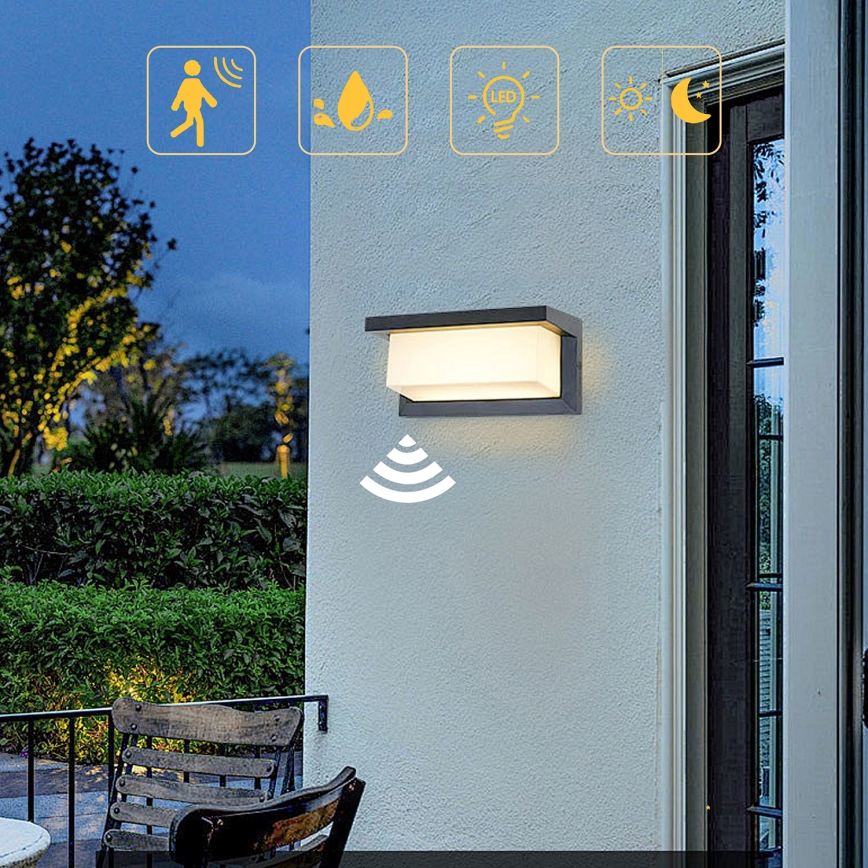 Brilagi - LED Lauko sieninis šviestuvas su jutikliu BRICKY LED/12W/230V antracitas IP54