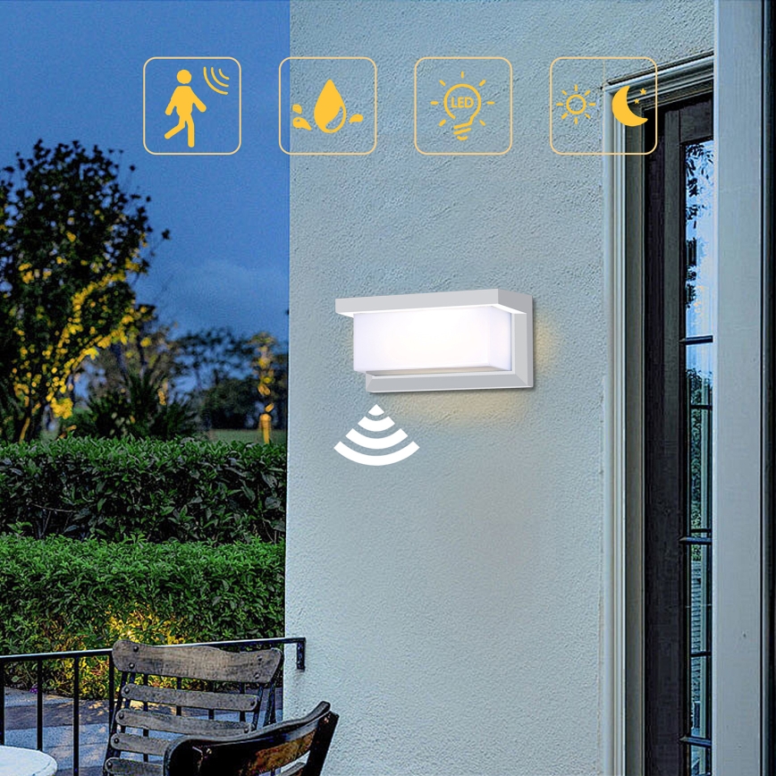 Brilagi - LED Lauko sieninis šviestuvas su jutikliu BRICKY LED/12W/230V balta IP54