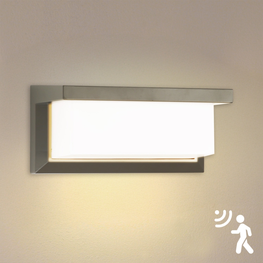 Brilagi - LED Lauko sieninis šviestuvas su jutikliu BRICKY LED/12W/230V pilka IP54